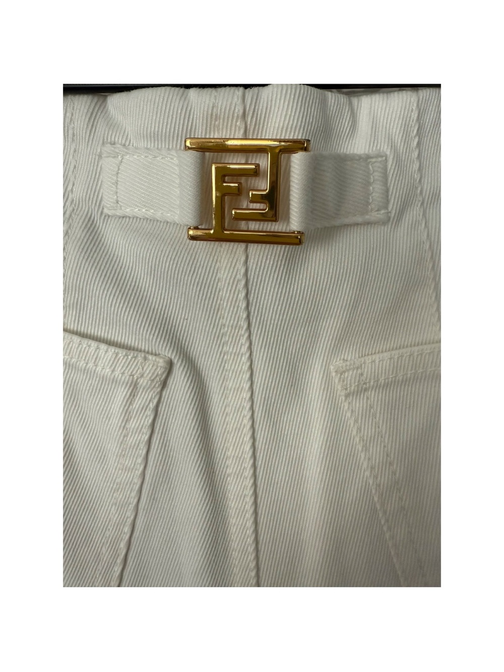 fendi white denim shorts